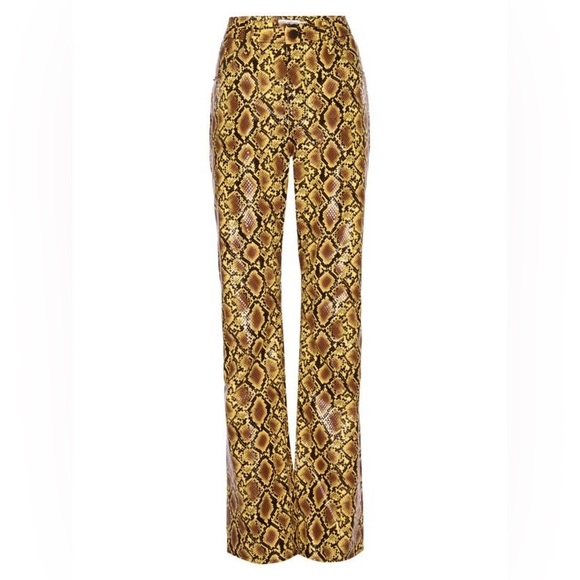 GOOD AMERICAN Good 90's Icon Faux Snake Skin Pants Gold - Picture 1 of 14